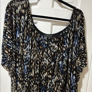 Grace Elements Black and White Abstract Short Sleeve Blouse